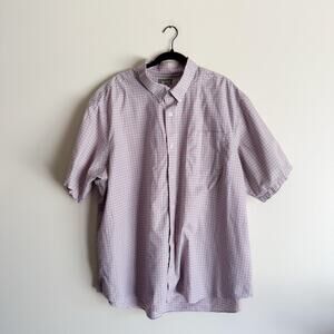 Duluth Trading Co Red White and Blue Plaid Short Sleeve Button Up 3XL USA